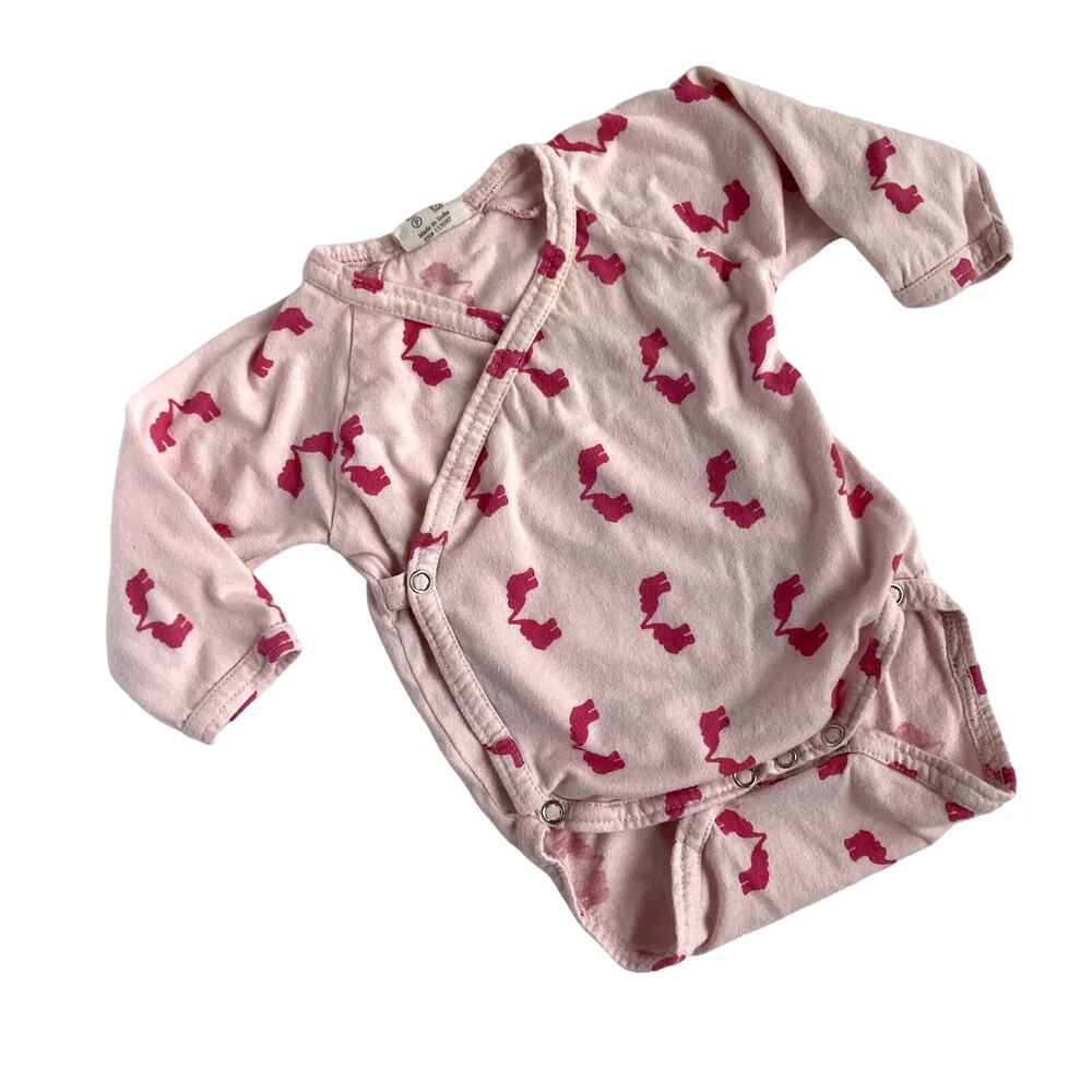 Kate Quinn Organics Side Snap Bodysuit - Elephants - Pink - 3-6M